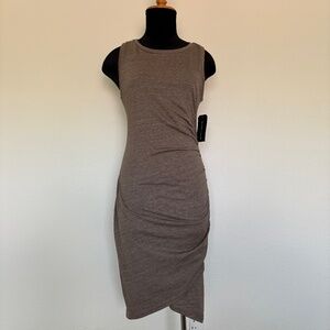 Melrose & Market Taupe T-shirt Rouches Side Dress